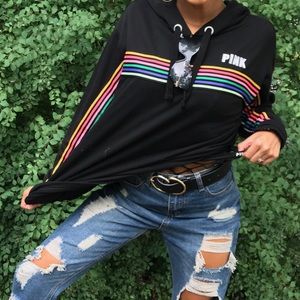 VS PINK striped tunic hoodie